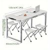Multi functional aluminum folding table, 4 chairs - adjustable, 48 inches, expandable. Suitable for indoor/outdoor use. Courtyard gathering, foldable